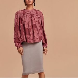 Aritzia Wilfred Lis Midi Pencil Skirt - sand/tan